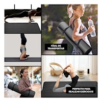 Colchoneta 10mm Espuma Negro Comoda y Suave para Yoga y Estiramiento